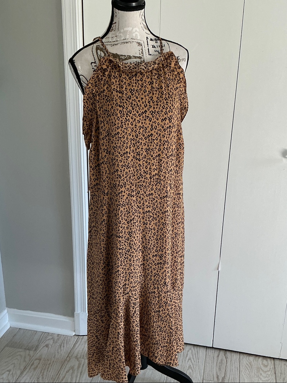 Who What Wear Leopard-Print Maxi Dress in sleeveless Sz XXL lined bottom NWOT